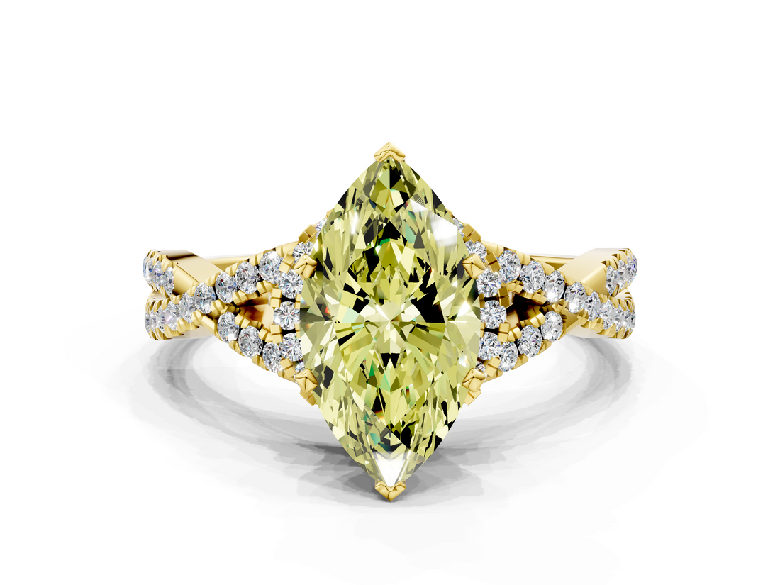 Yellow gold Fancy Yellow Heart  Halo Twist Band Solitaire Prong Setting Ring_42