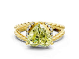 Yellow gold Fancy Yellow Heart  Halo Twisted Band Four-Prong Ring_32