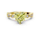 Yellow gold Fancy Yellow Heart  Milgrain Bezel Diamond Engagement Ring with Solitaire Prong Setting_138