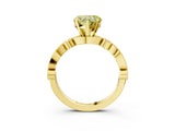 Yellow gold Fancy Yellow Heart  Milgrain Bezel Diamond Engagement Ring with Solitaire Prong Setting_141