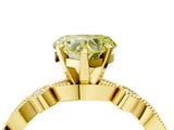 Yellow gold Fancy Yellow Heart  Milgrain Bezel Diamond Engagement Ring with Solitaire Prong Setting_142
