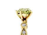 Yellow gold Fancy Yellow Heart  Milgrain Bezel Diamond Engagement Ring with Solitaire Prong Setting_143