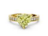 Yellow gold Fancy Yellow Heart  Milgrain Pave Diamond Engagement Ring with Four-Prong Setting_151