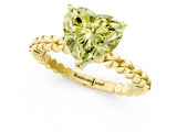 Yellow gold Fancy Yellow Heart  Solitaire Beaded Band Prong Setting Ring 1