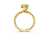 Yellow gold Fancy Yellow Heart  Solitaire Beaded Band Prong Setting Ring 3