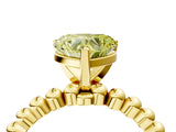 Yellow gold Fancy Yellow Heart  Solitaire Beaded Band Prong Setting Ring 4