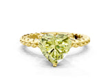 Yellow gold Fancy Yellow Heart  Solitaire Beaded Band Prong Setting Ring