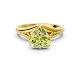 Yellow gold Fancy Yellow Heart  Solitaire Beaded Band Six-Prong Setting