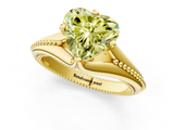 Yellow gold Fancy Yellow Heart  Solitaire Beaded Band Six-Prong Setting_1