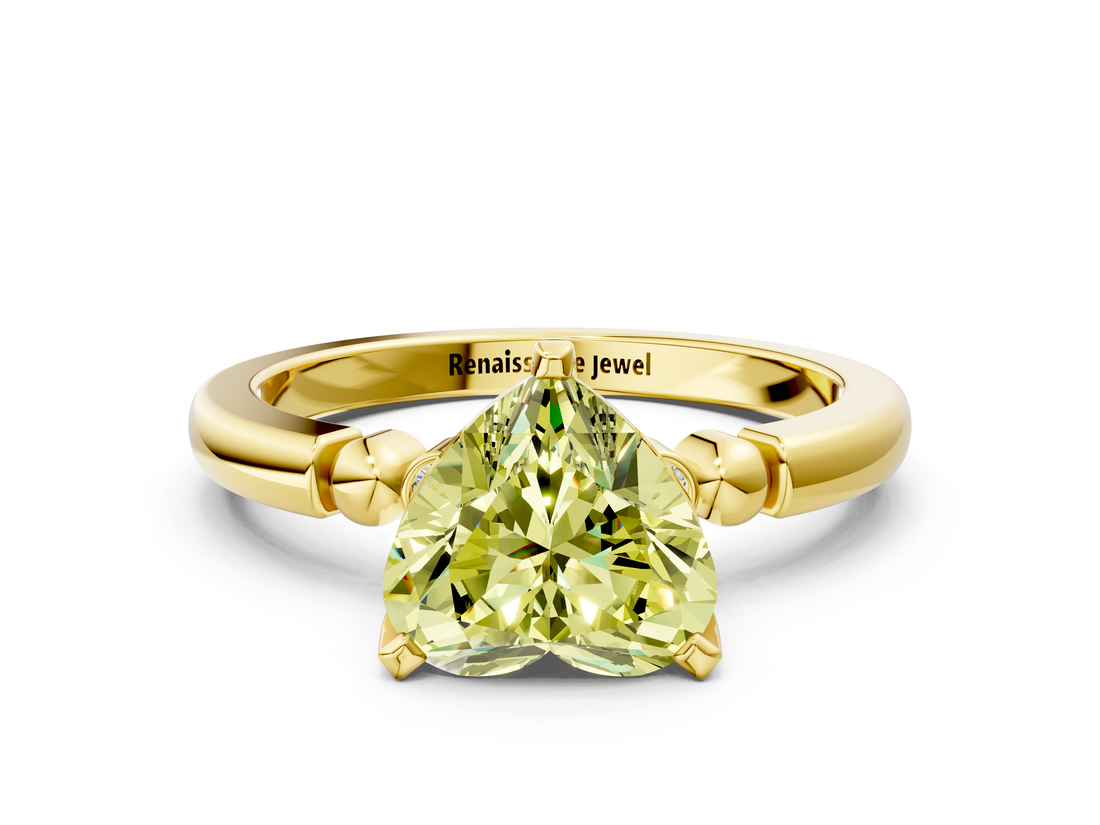 Yellow gold Fancy Yellow Heart  Solitaire Beaded Band with Four-Prong Setting_47