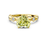Yellow gold Fancy Yellow Heart  Solitaire Bezel-Set Diamond Ring with Beaded Band and Four-Prong Setting_31