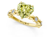 Yellow gold Fancy Yellow Heart  Solitaire Bezel-Set Diamond Ring with Beaded Band and Four-Prong Setting_32