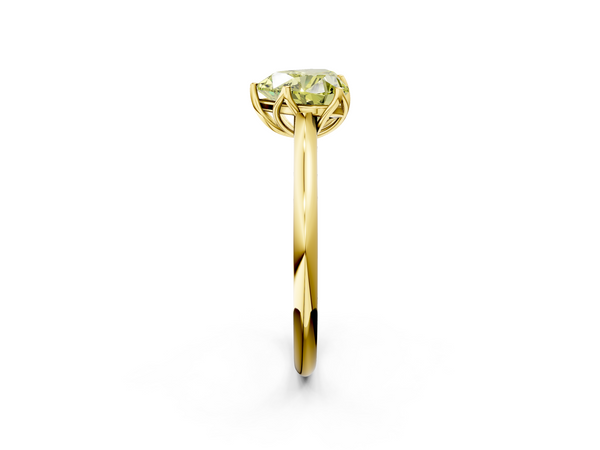 Yellow gold Fancy Yellow Heart  Solitaire Cathedral Diamond Ring with Six-Prong Setting