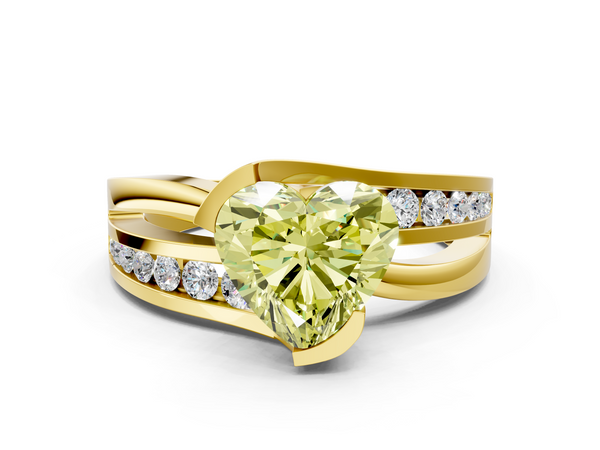 Yellow gold Fancy Yellow Heart  Solitaire Channel-Set Split Shank Ring with Tension Prong Setting
