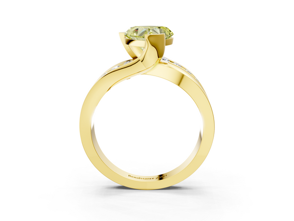 Yellow gold Fancy Yellow Heart  Solitaire Channel-Set Split Shank Ring with Tension Prong Setting