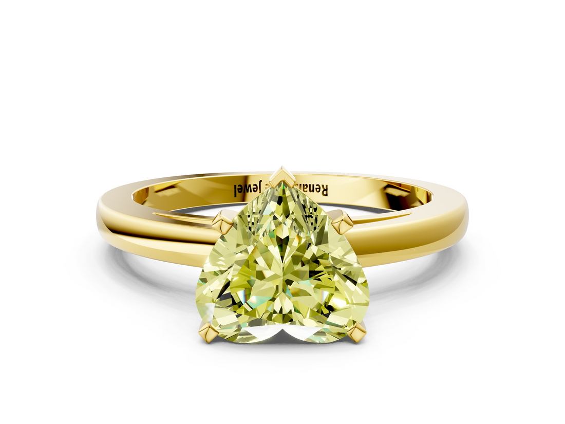 Yellow gold Fancy Yellow Heart  Solitaire Diamond Engagement Ring with Four-Prong Setting on a Classic Band_3