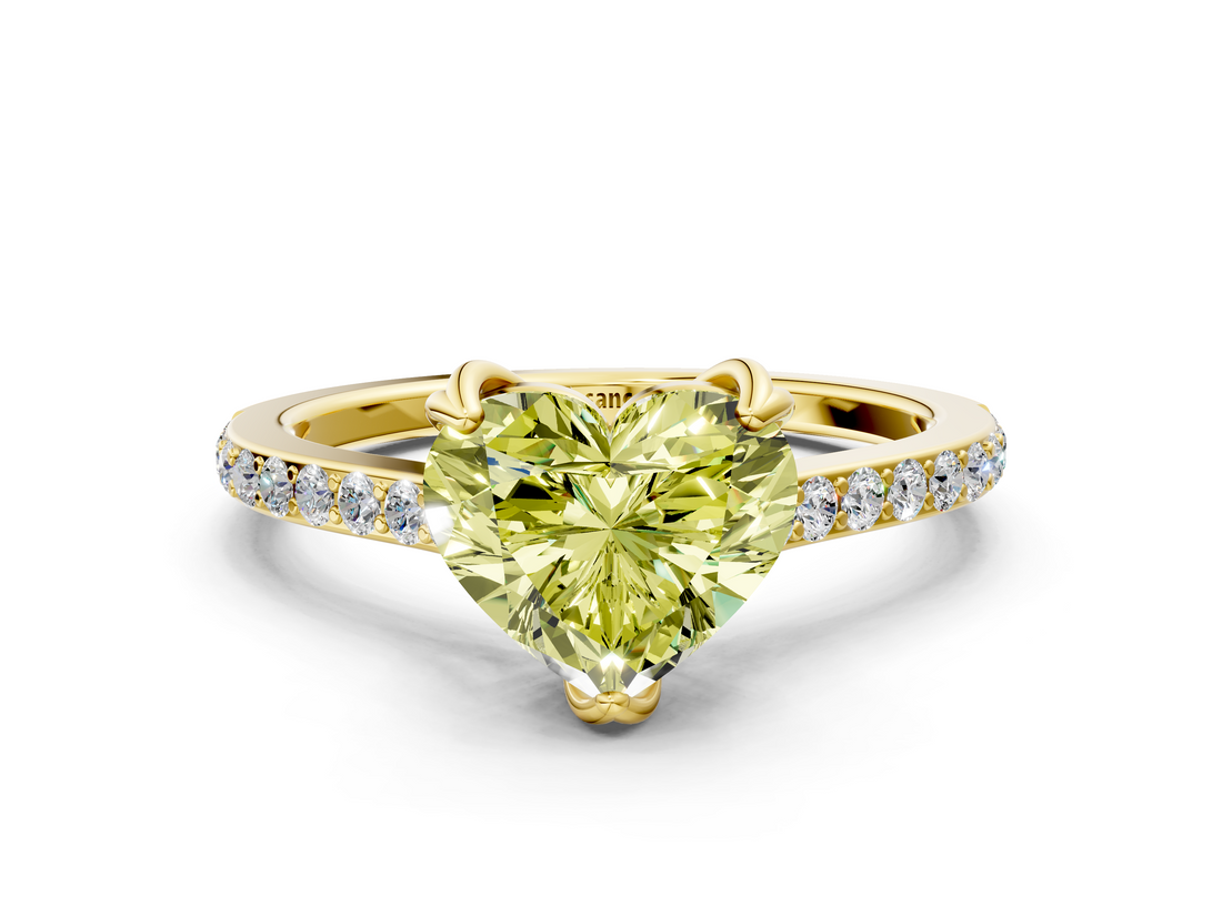 Yellow gold Fancy Yellow Heart  Solitaire Diamond Engagement Ring with Pave Band and Six-Prong Setting_20