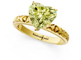 Yellow gold Fancy Yellow Heart  Solitaire Diamond Engagement Ring with XO Engraved Band and Four-Prong Setting 1