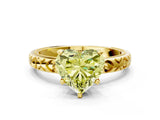 Yellow gold Fancy Yellow Heart  Solitaire Diamond Engagement Ring with XO Engraved Band and Four-Prong Setting