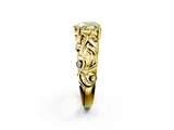 Yellow gold Fancy Yellow Heart  Solitaire Diamond Leaf Vine Band with Prong Setting_50