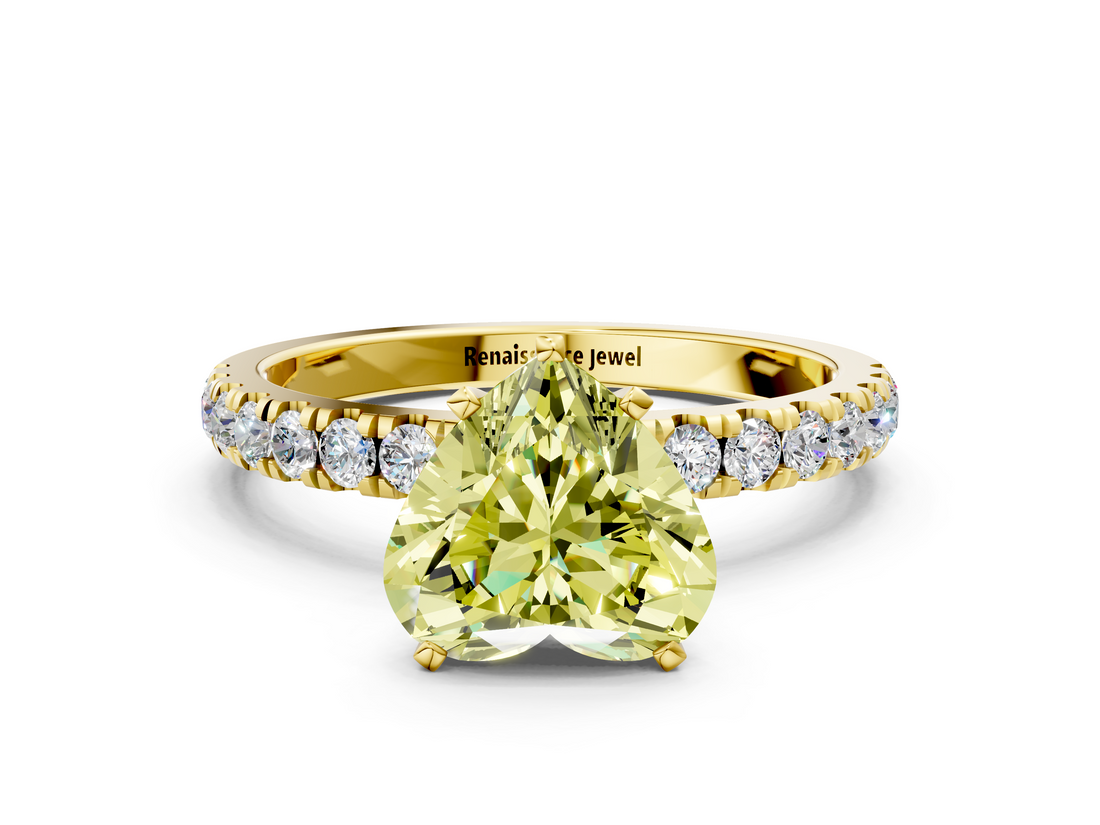 Yellow gold Fancy Yellow Heart  Solitaire Diamond Pavé Band with Four-Prong Setting_28