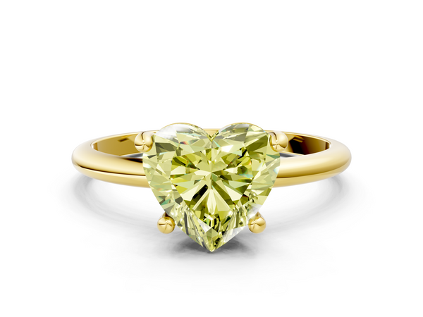 Yellow gold Fancy Yellow Heart  Solitaire Diamond Ring with 4-Prong Setting on a Classic Band