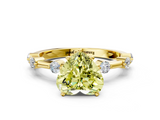 Yellow gold Fancy Yellow Heart  Solitaire Diamond Ring with Bezel Set Side Stones and Prong Setting_3