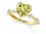 Yellow gold Fancy Yellow Heart  Solitaire Diamond Ring with Bezel Set Side Stones and Prong Setting_4