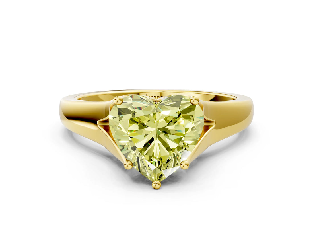 Yellow gold Fancy Yellow Heart  Solitaire Diamond Ring with Cathedral Band and Four-Prong Setting_66