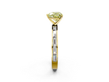 Yellow gold Fancy Yellow Heart  Solitaire Diamond Ring with Channel-Set Baguette Band and Four-Prong Setting_65