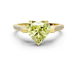 Yellow gold Fancy Yellow Heart  Solitaire Diamond Ring with Channel Set Band and Bezel Prong Setting_82