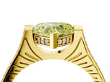 Yellow gold Fancy Yellow Heart  Solitaire Diamond Ring with Channel Set Band and Bezel Prong Setting_86
