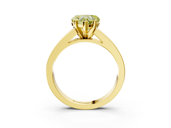 Yellow gold Fancy Yellow Heart  Solitaire Diamond Ring with Channel-Set Band and Four-Prong Setting