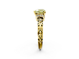 Yellow gold Fancy Yellow Heart  Solitaire Diamond Ring with Filigree Band and Four-Prong Setting_27