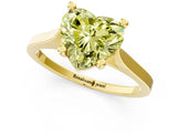 Yellow gold Fancy Yellow Heart  Solitaire Diamond Ring with Four-Prong Setting and Tapered Band 1