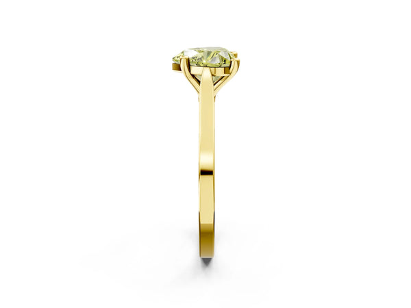 Yellow gold Fancy Yellow Heart  Solitaire Diamond Ring with Four-Prong Setting and Tapered Band