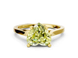Yellow gold Fancy Yellow Heart  Solitaire Diamond Ring with Four-Prong Setting and Tapered Band