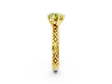 Yellow gold Fancy Yellow Heart  Solitaire Diamond Ring with Milgrain and Black Enamel X Pattern Band_86