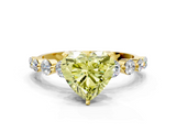 Yellow gold Fancy Yellow Heart  Solitaire Diamond Ring with Pave Band and Four-Prong Setting_272