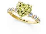 Yellow gold Fancy Yellow Heart  Solitaire Diamond Ring with Pave Band and Four-Prong Setting_273