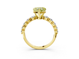 Yellow gold Fancy Yellow Heart  Solitaire Diamond Ring with Pave Band and Four-Prong Setting_275