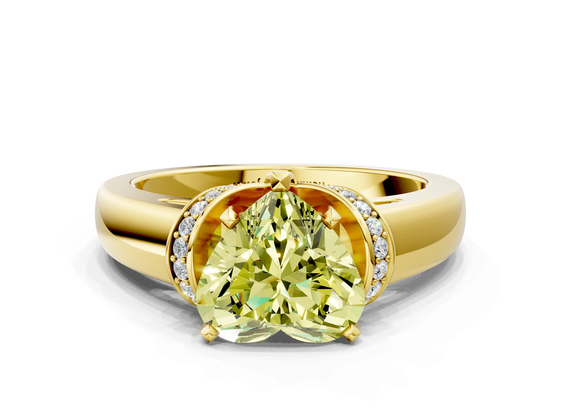 Yellow gold Fancy Yellow Heart  Solitaire Diamond Ring with Pave Band and Six-Prong Setting_32