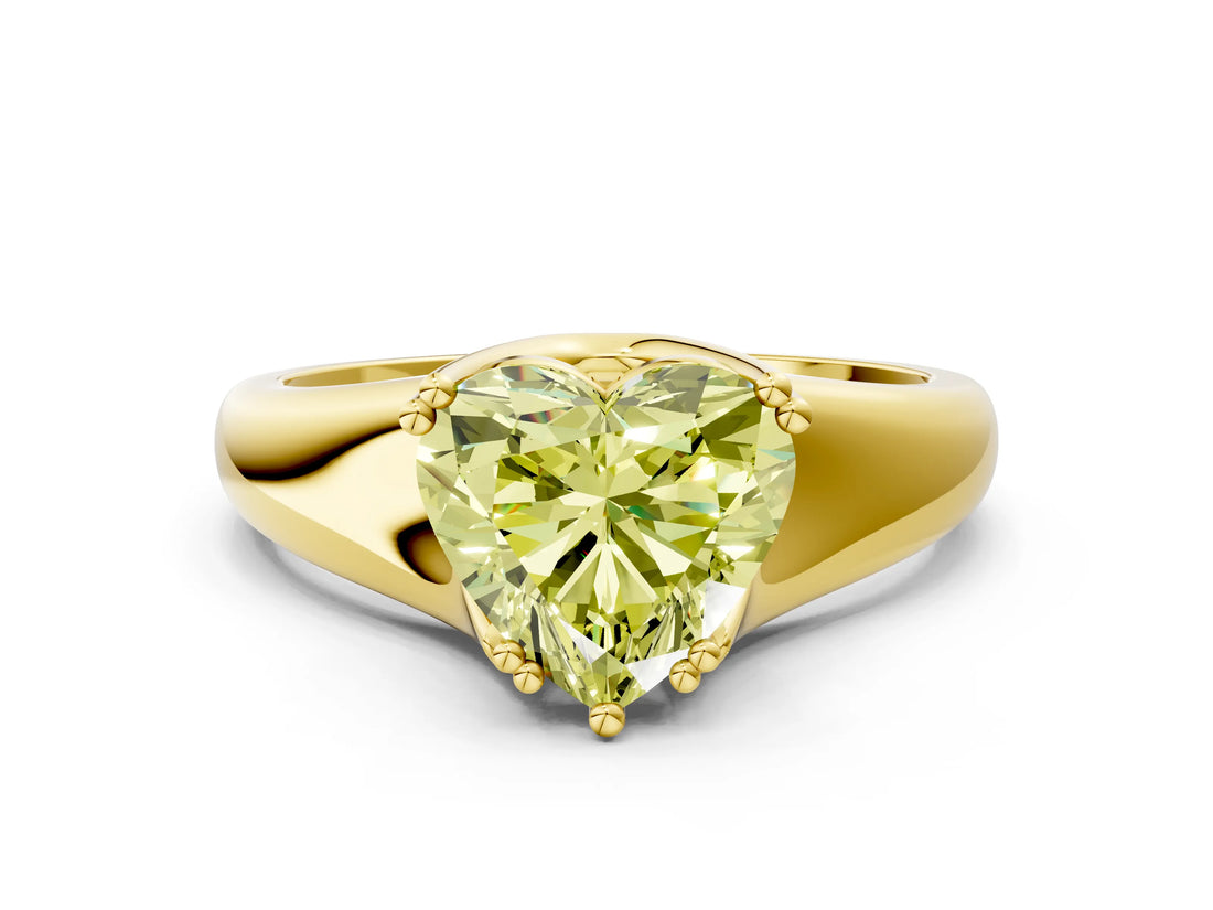 Yellow gold Fancy Yellow Heart  Solitaire Diamond Ring with Six-Prong Cathedral Setting_32