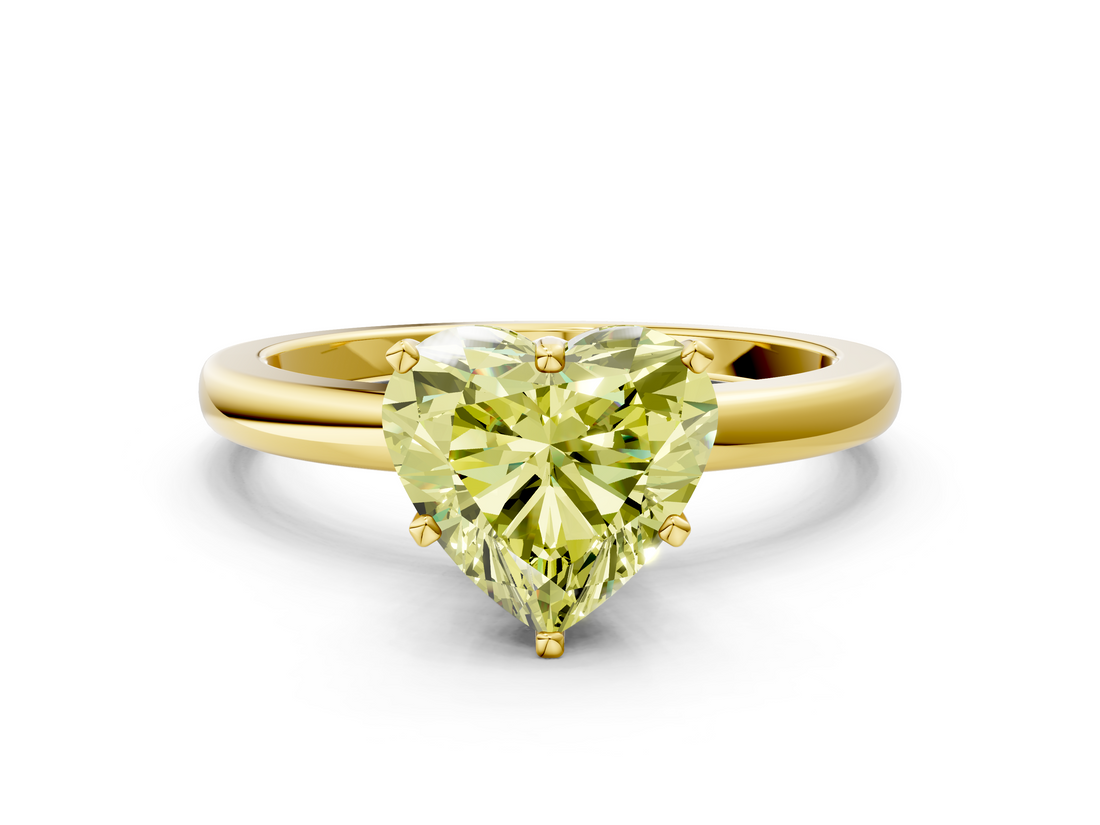 Yellow gold Fancy Yellow Heart  Solitaire Diamond Ring with Six-Prong Setting on a Classic Band_3