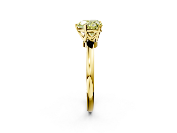 Yellow gold Fancy Yellow Heart  Solitaire Diamond Ring with Six-Prong Setting on a Classic Band