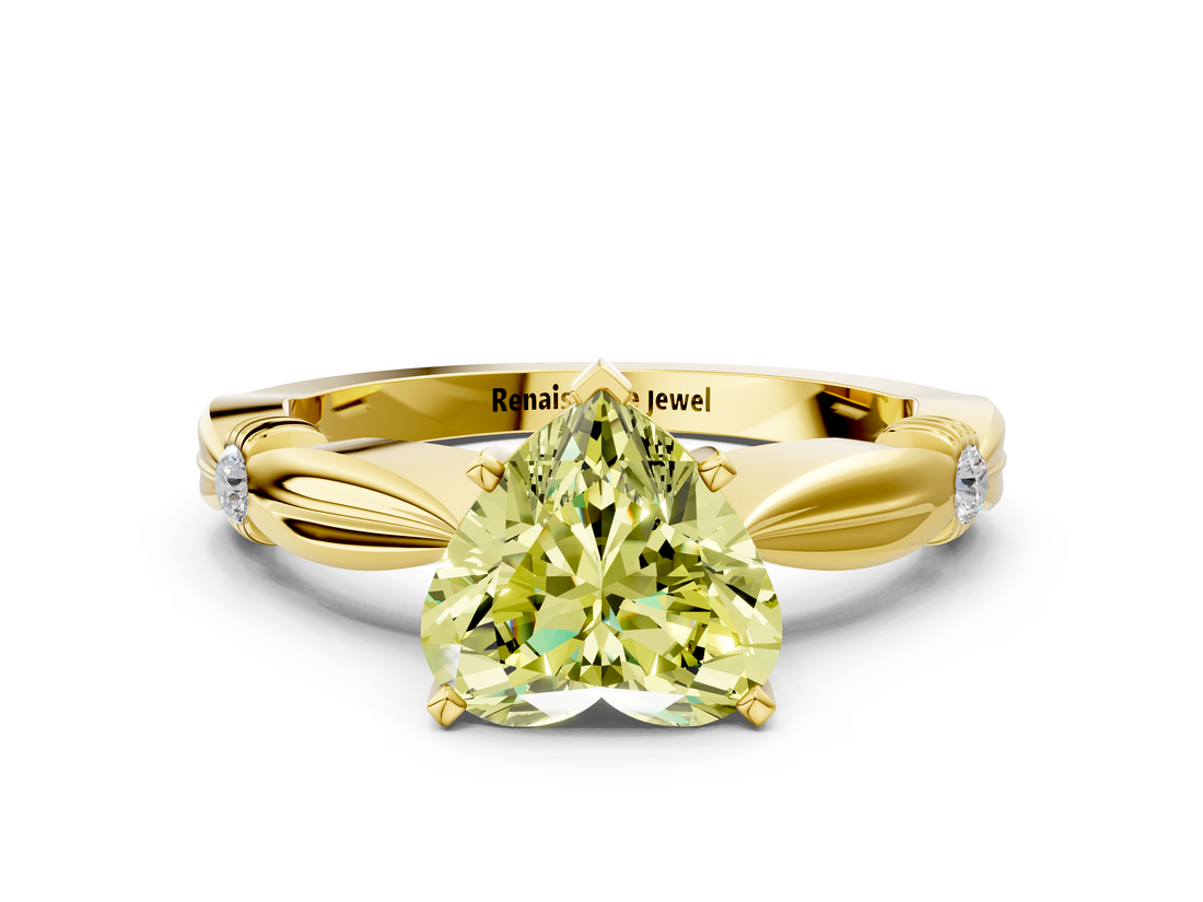 Yellow gold Fancy Yellow Heart  Solitaire Diamond Twisted Band with Four-Prong Setting_47