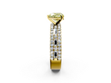 Yellow gold Fancy Yellow Heart  Solitaire Diamond with Pave and Channel Set Band_76