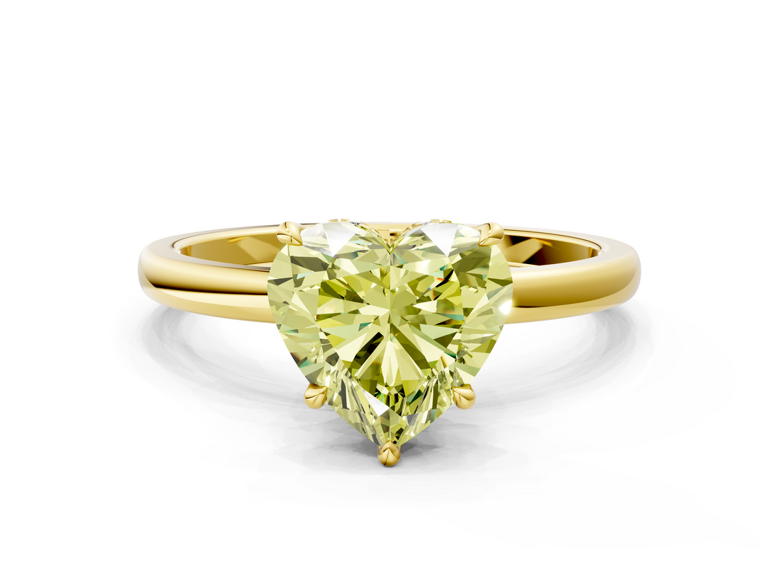 Yellow gold Fancy Yellow Heart  Solitaire Engagement Ring with Cathedral Band and Four-Prong Setting_21