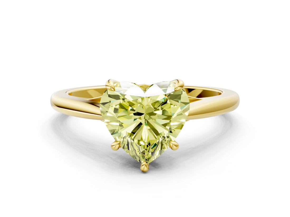 Yellow gold Fancy Yellow Heart  Solitaire Engagement Ring with Four-Prong Setting and Classic Band 1