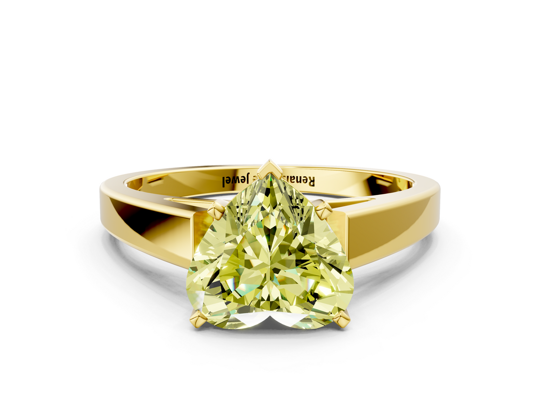 Yellow gold Fancy Yellow Heart  Solitaire Engagement Ring with Four-Prong Setting and Tapered Band_3